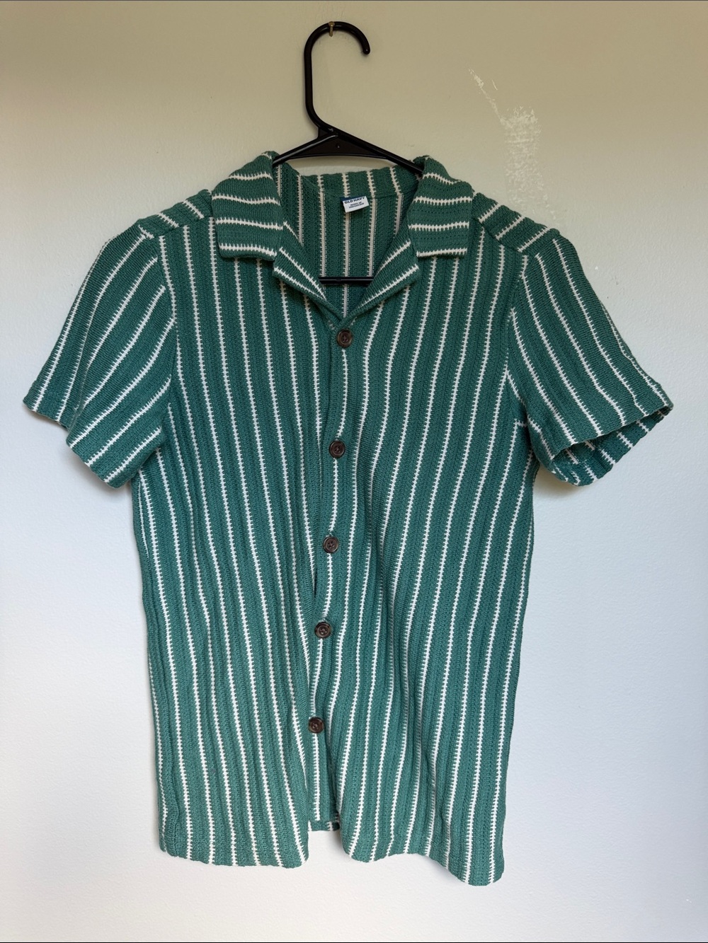 Boy's Green & White Striped Short-Sleeve Resort wear Shirt